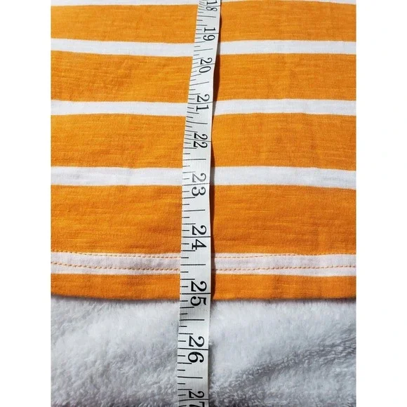 Caribbean Joe Roll Tab Shirt Women's Large Orange Striped V-Neck Long Sleeve Top - Picture 12 of 12